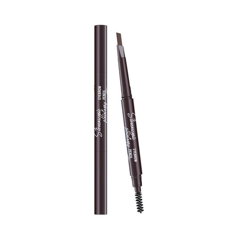 Eyebrow Pencil Dual-Ended Waterproof Retractable Slant Eye Makeup Cosmetic Tool - Light Brown