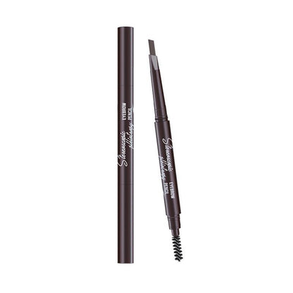 Eyebrow Pencil Dual-Ended Waterproof Retractable Slant Eye Makeup Cosmetic Tool - Dark Brown