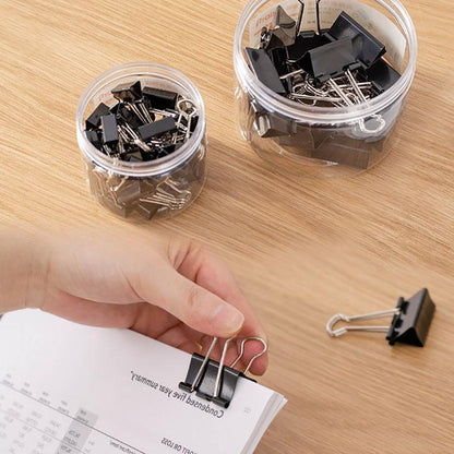 20PCS Black Bulldog Foldback Clips Document Paper Clamps Multiple Sizes - Blue 25mm