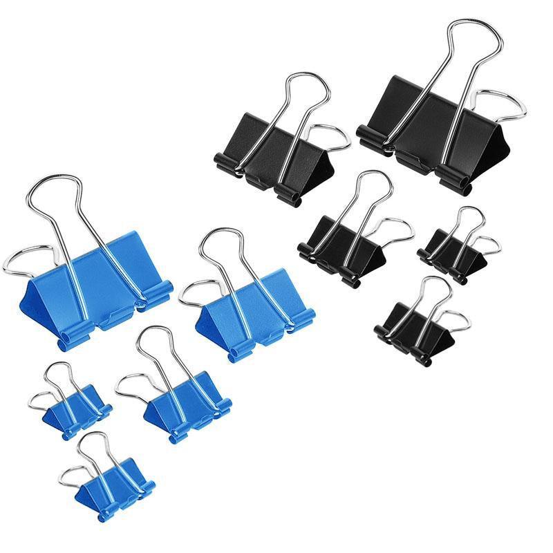 20PCS Black Bulldog Foldback Clips Document Paper Clamps Multiple Sizes - Blue 51mm