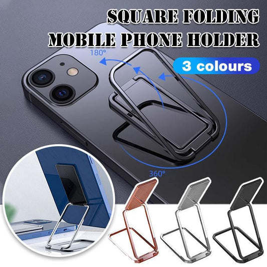 Portable Multifunctional Folding Metal Mobile Phone Holder Bracket Desktop Stand - Rose Gold