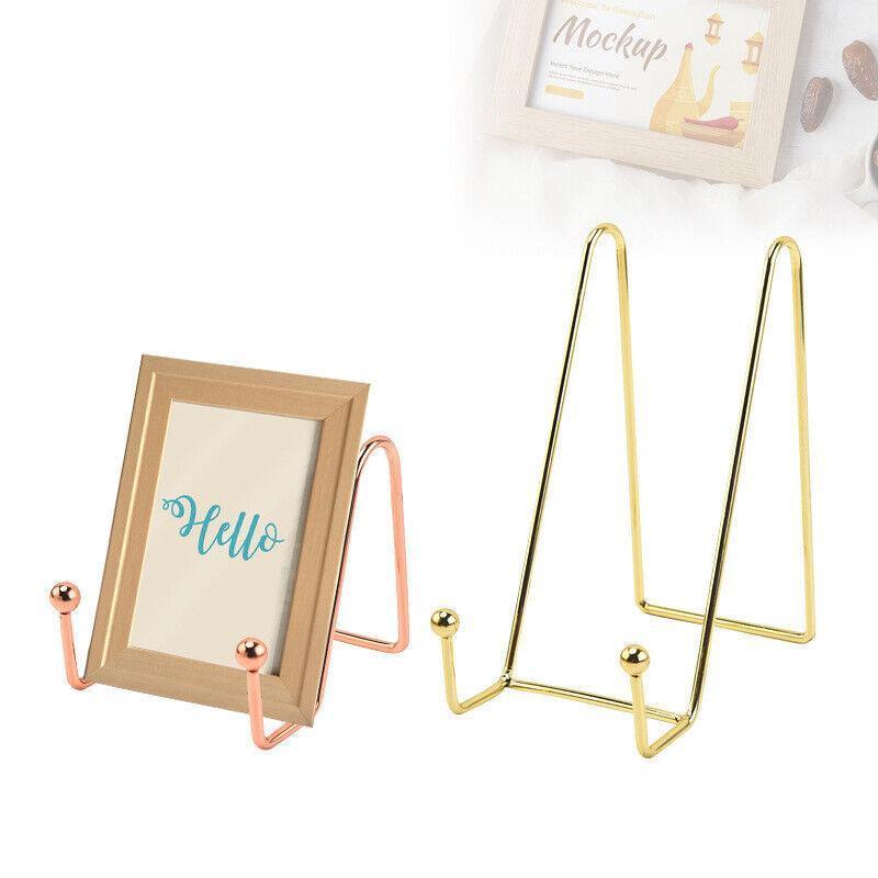 Iron Display Stand Dish Rack-Plate Bowl Picture Frame Photo Book Pedestal Holder - Rose Gold-L