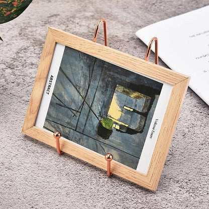 Iron Display Stand Dish Rack-Plate Bowl Picture Frame Photo Book Pedestal Holder - Rose Gold-L
