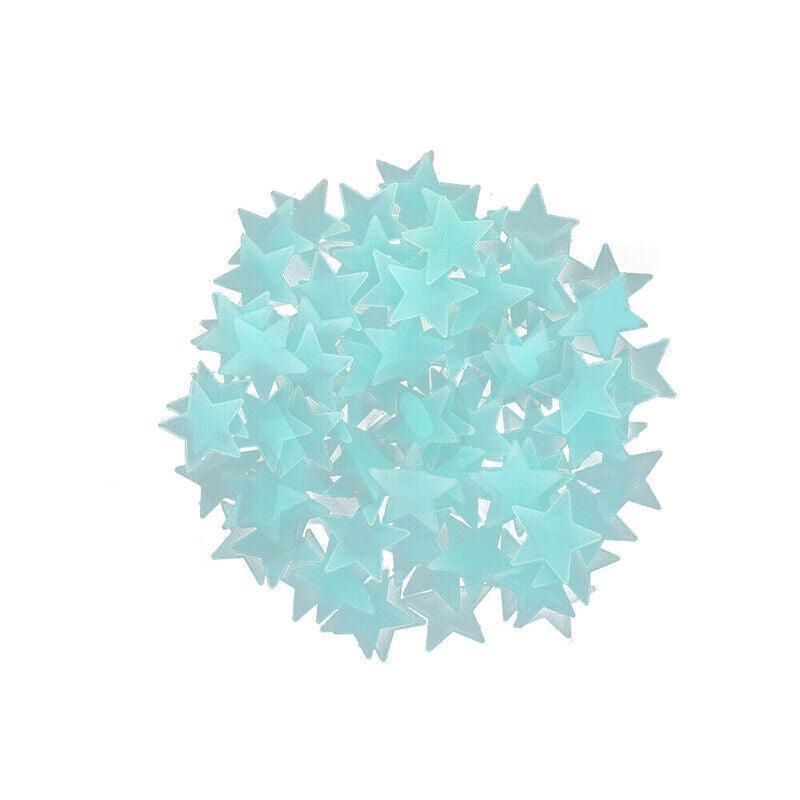 100 Pieces Glow-in-the-Dark Luminous Star Wall Stickers for Bedroom or Ceiling Decor - Multicolour