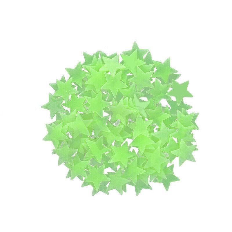 100 Pieces Glow-in-the-Dark Luminous Star Wall Stickers for Bedroom or Ceiling Decor - Multicolour