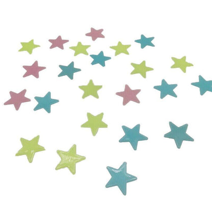 100 Pieces Glow-in-the-Dark Luminous Star Wall Stickers for Bedroom or Ceiling Decor - Yellow