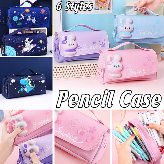 Functional Pencil Case Stationery Bag Pen Holder Storage Organizer for School - 04