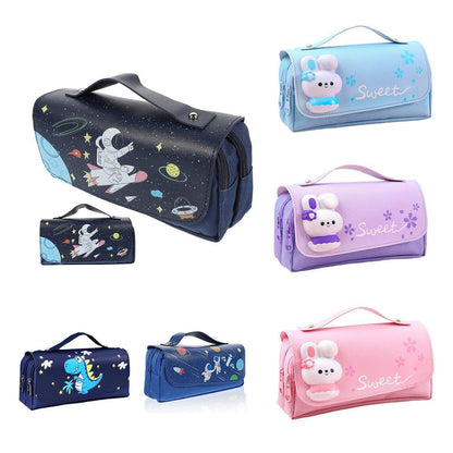 Functional Pencil Case Stationery Bag Pen Holder Storage Organizer for School - 06