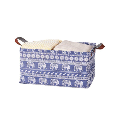 2pcs Foldable Cotton Linen Storage Baskets Home Organizer Box Office Supplies - Dinosaur