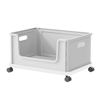 Under Desk Book Storage Box with Wheels Movable Classroom Student Organiser Rack - Blue