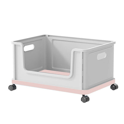 Under Desk Book Storage Box with Wheels Movable Classroom Student Organiser Rack - White