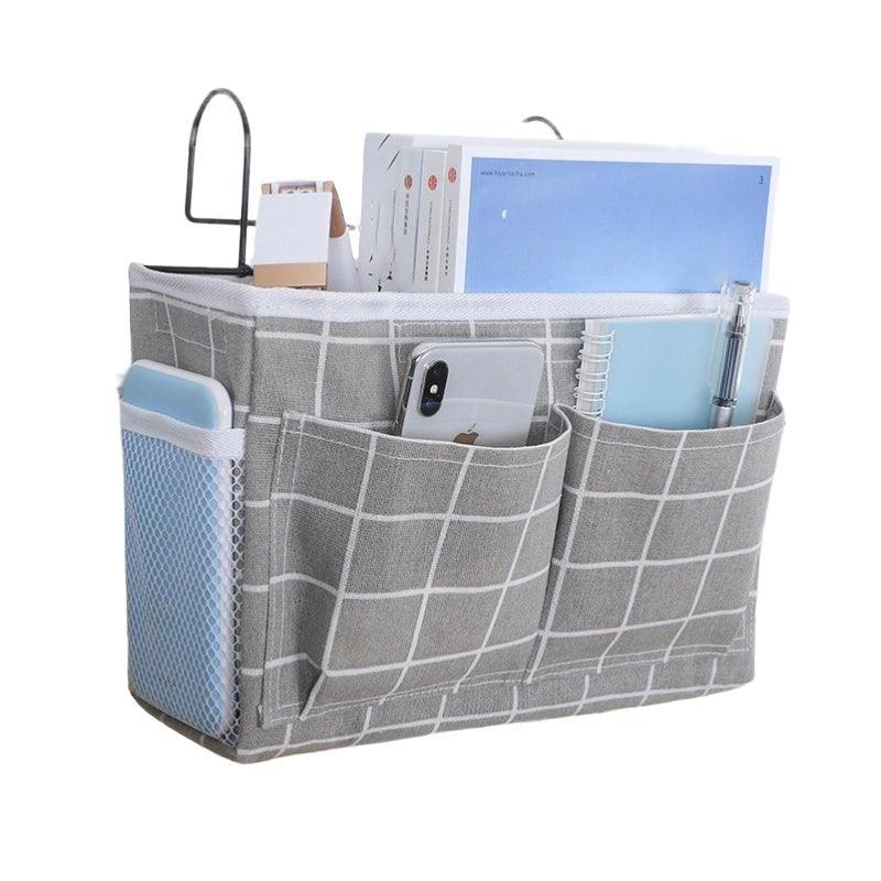 Hanging Bedside Storage Caddy with Pockets for Bunk Bed Dorm Couch Organizing - Pink