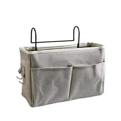 Hanging Bedside Storage Caddy with Pockets for Bunk Bed Dorm Couch Organizing - Dark Grey