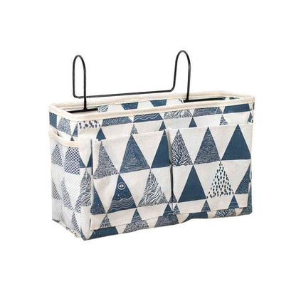 Hanging Bedside Storage Caddy with Pockets for Bunk Bed Dorm Couch Organizing - Grey Grid