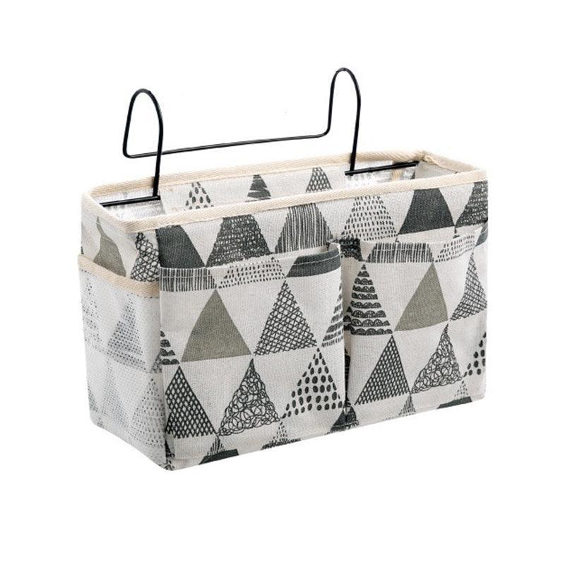 Hanging Bedside Storage Caddy with Pockets for Bunk Bed Dorm Couch Organizing - Grey Grid