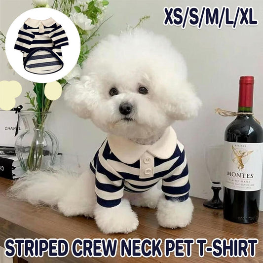 Short Sleeve Summer Striped Pet Tee Round Neck Comfortable Shirt for Dogs Cats - S