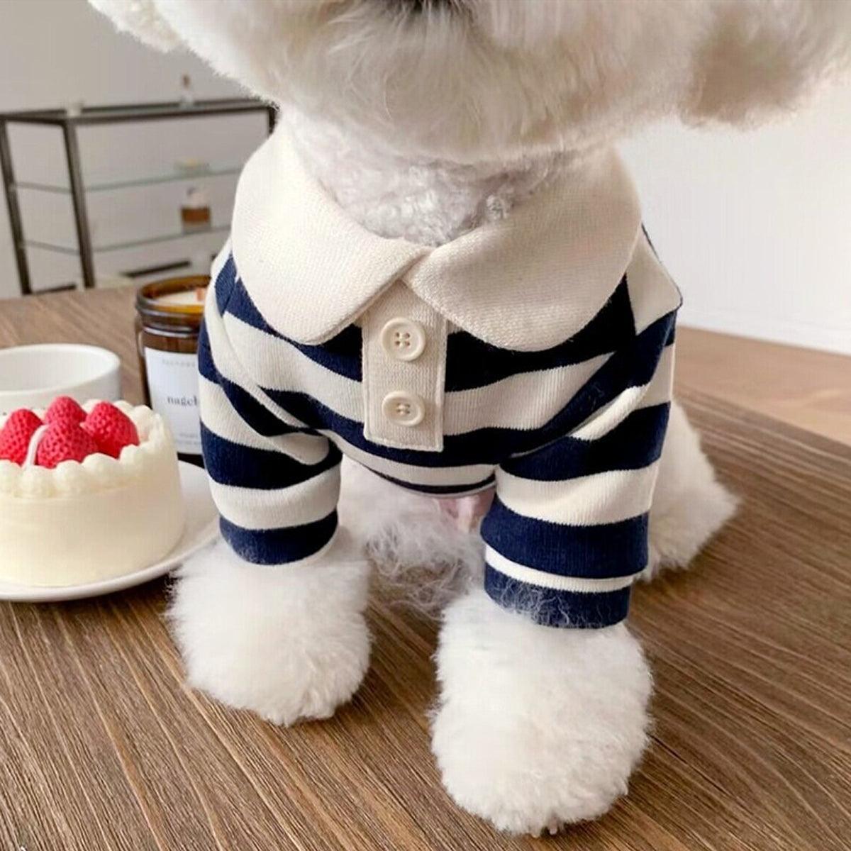 Short Sleeve Summer Striped Pet Tee Round Neck Comfortable Shirt for Dogs Cats - XL