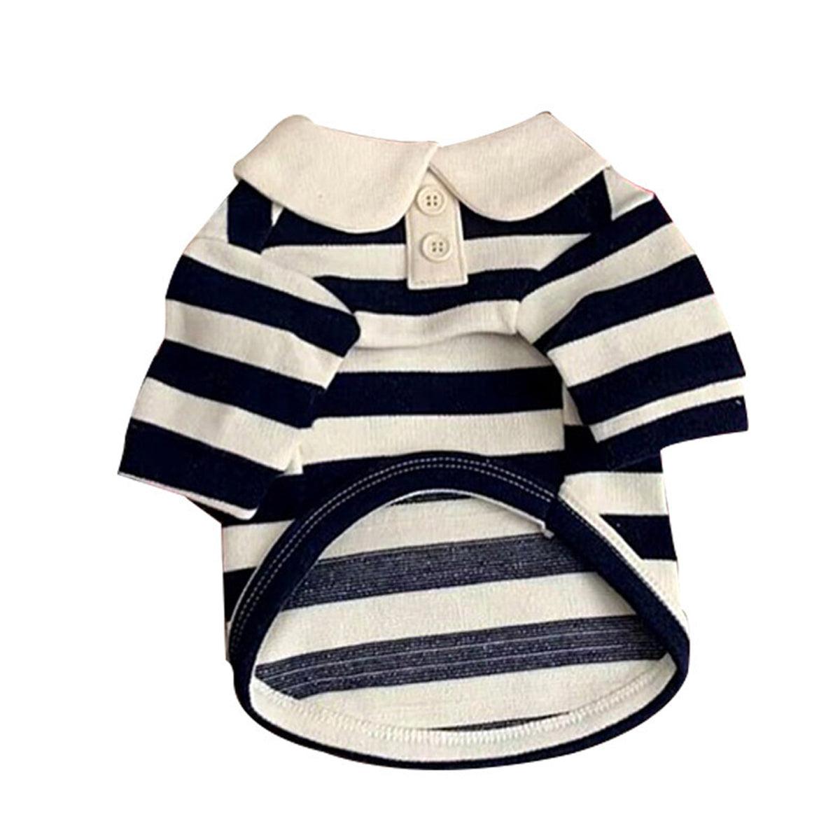 Short Sleeve Summer Striped Pet Tee Round Neck Comfortable Shirt for Dogs Cats - XL