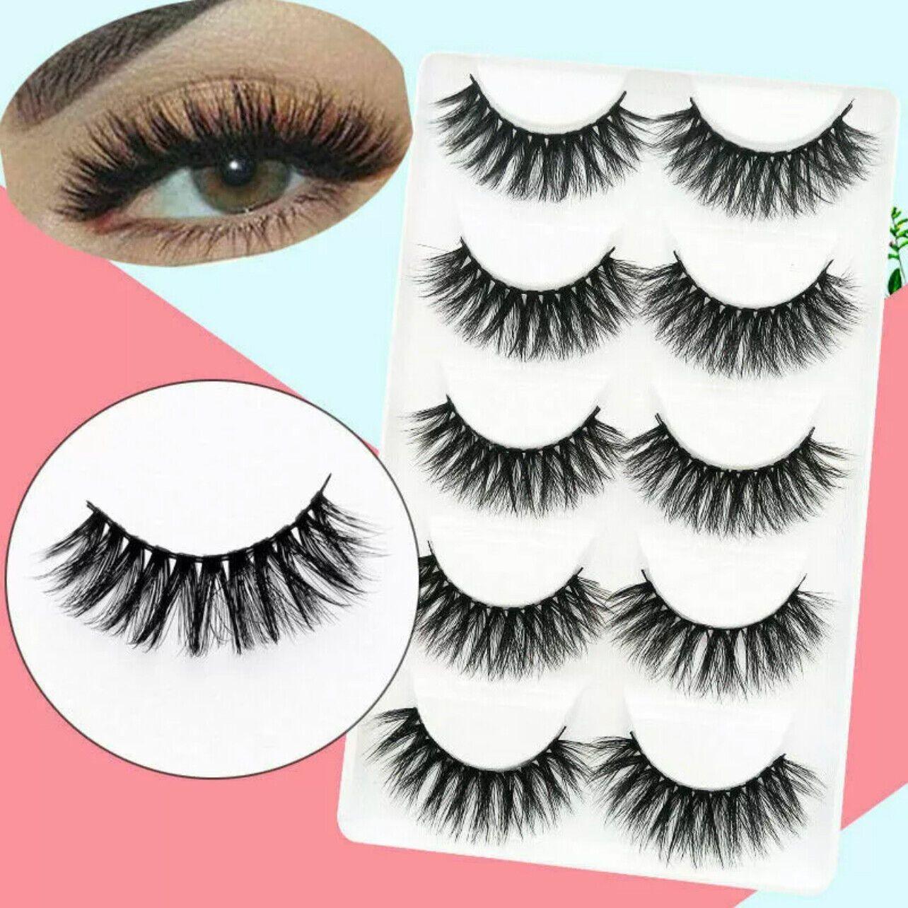 5 Pairs 3D Thick Mink Fake False Eyelashes Natural Long Wispy Makeup Lashes Au - 3D-51
