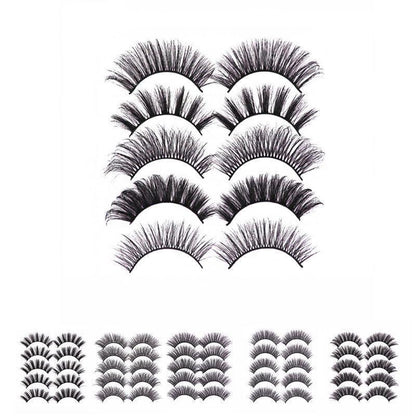 5 Pairs 3D Thick Mink Fake False Eyelashes Natural Long Wispy Makeup Lashes Au - 3D-55