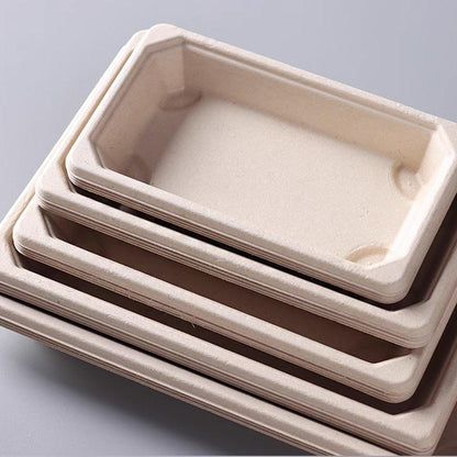 50pcs Eco-Friendly Sushi Box Rectangular Biodegradable Lunch Packaging Plate - 16 cm x 9 cm x 4.5 cm