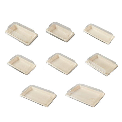50pcs Eco-Friendly Sushi Box Rectangular Biodegradable Lunch Packaging Plate - 21.8 cm x 9.1 cm x 4.5 cm