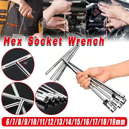 6-19mm Steel T Shaped Hex Wrench Hand Tool Spanner Socket Adapter Repair - 12mm