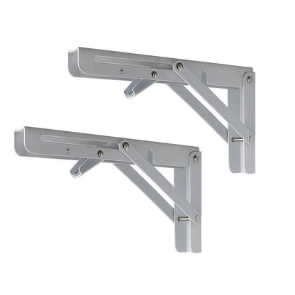 Traderight Table Bracket Folding Stainless Steel 150KG Wall Shelf Bench 2PCS - Black 20in