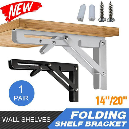Traderight Table Bracket Folding Stainless Steel 150KG Wall Shelf Bench 2PCS - White 20in