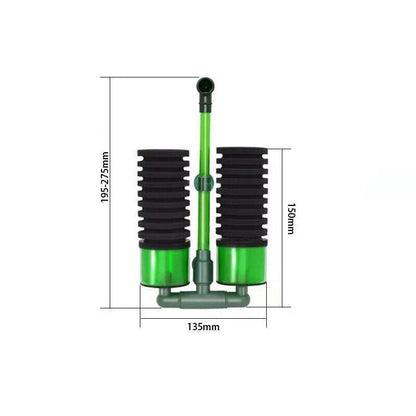 Double Head Aquarium Sponge Filter with Bio Media Box for Shrimp Breeding Tanks