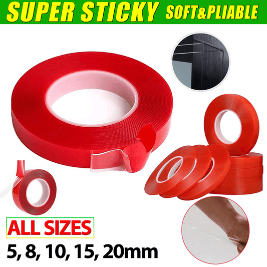 Double-Sided Clear Transparent Acrylic Adhesive Tape Foam Mounting Strong Gel - 8mm x 3m