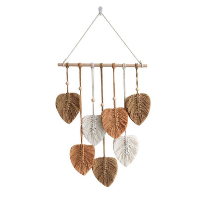 Handmade Braided Cotton Rope Leaves Wall Hanging Home Decoration Ornament - Green