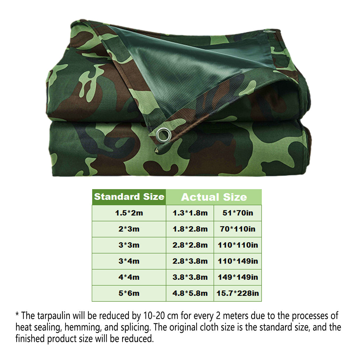 Camouflage Tarpaulin Tarp Cover Outdoor Rainproof Ground Sheet Heavy - 3x3m