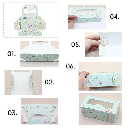 50PCS Set of 2 Premium Cake Packaging Boxes Clear Window Food Grade Cardboard - Circus-50pcs