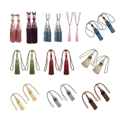 1pair Curtain Tiebacks Hanging Balls Tassel Rope Decorative Curtain Holders - Dark Coffee