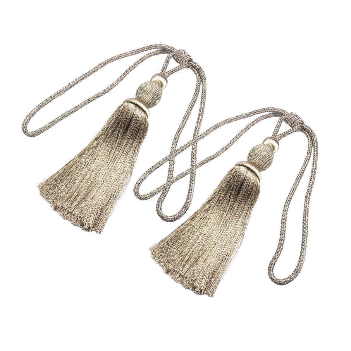 1pair Curtain Tiebacks Hanging Balls Tassel Rope Decorative Curtain Holders - Dark Coffee