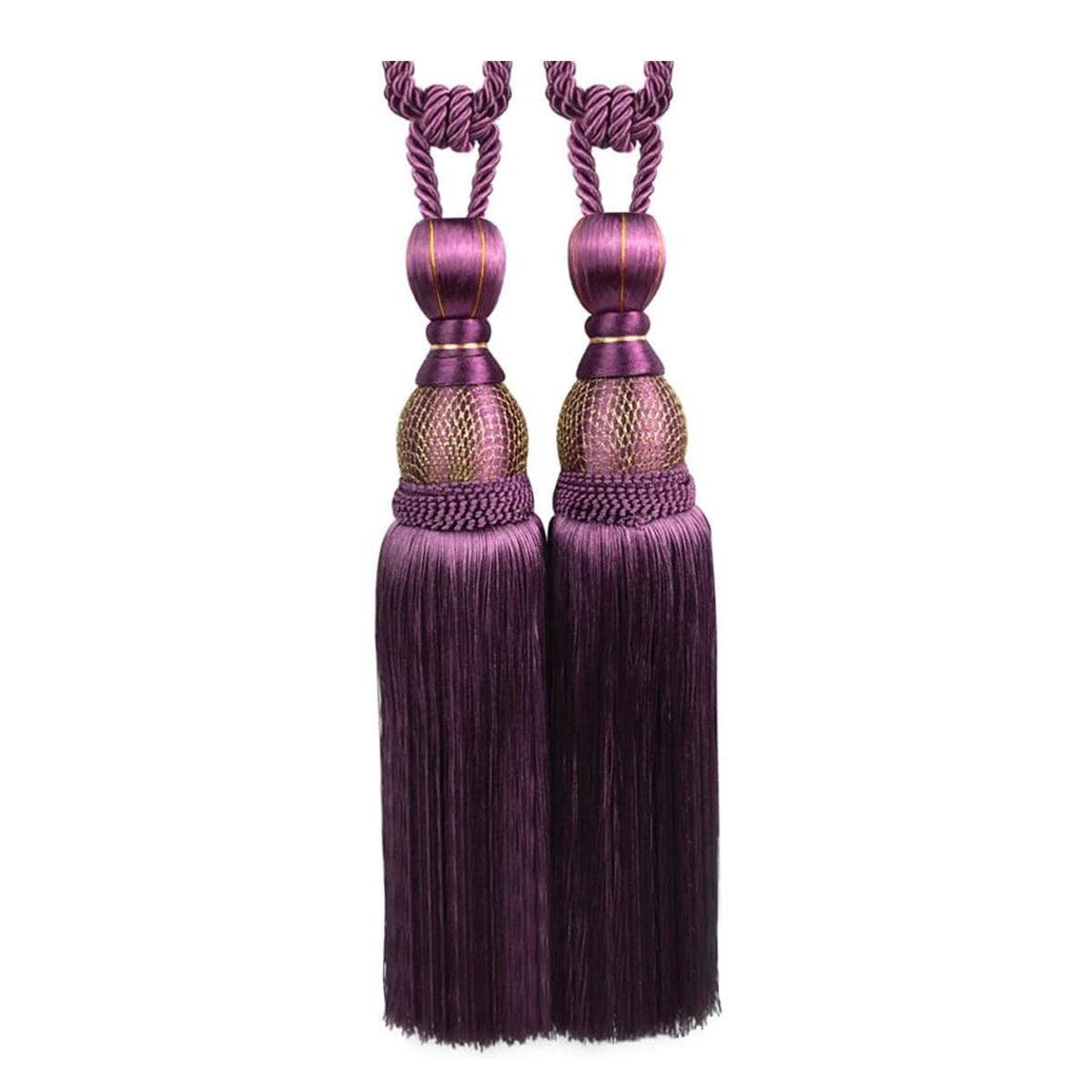 1pair Curtain Tiebacks Hanging Balls Tassel Rope Decorative Curtain Holders - Dark Coffee