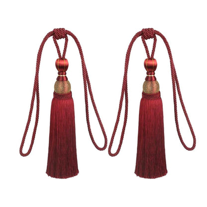 1pair Curtain Tiebacks Hanging Balls Tassel Rope Decorative Curtain Holders - Dark Coffee