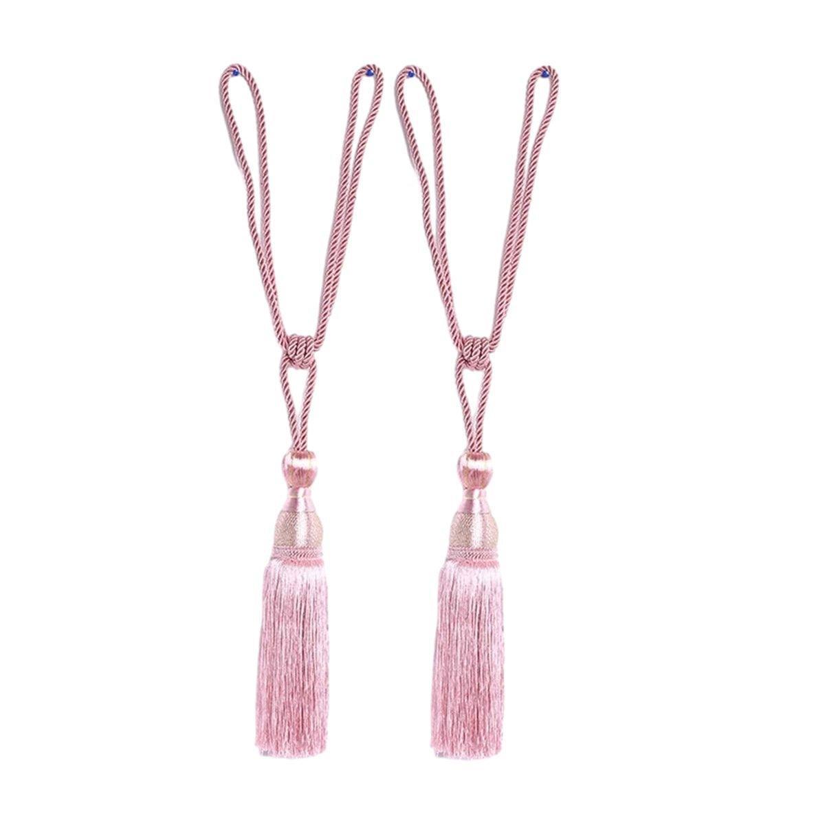 1pair Curtain Tiebacks Hanging Balls Tassel Rope Decorative Curtain Holders - Grey