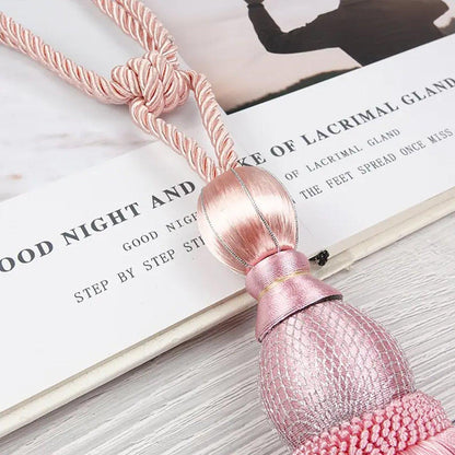1pair Curtain Tiebacks Hanging Balls Tassel Rope Decorative Curtain Holders - Purple