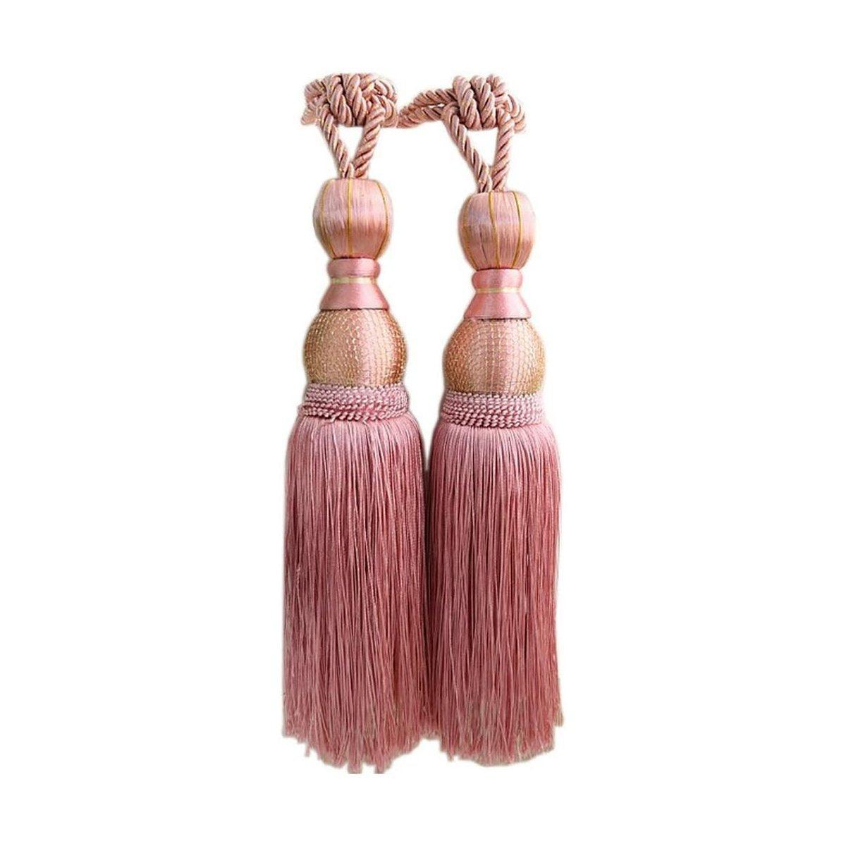 1pair Curtain Tiebacks Hanging Balls Tassel Rope Decorative Curtain Holders - Purple