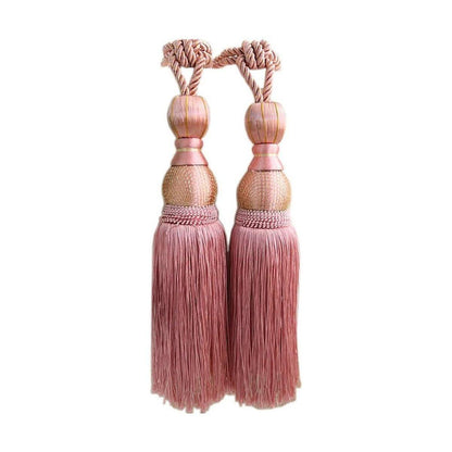 1pair Curtain Tiebacks Hanging Balls Tassel Rope Decorative Curtain Holders - Purple