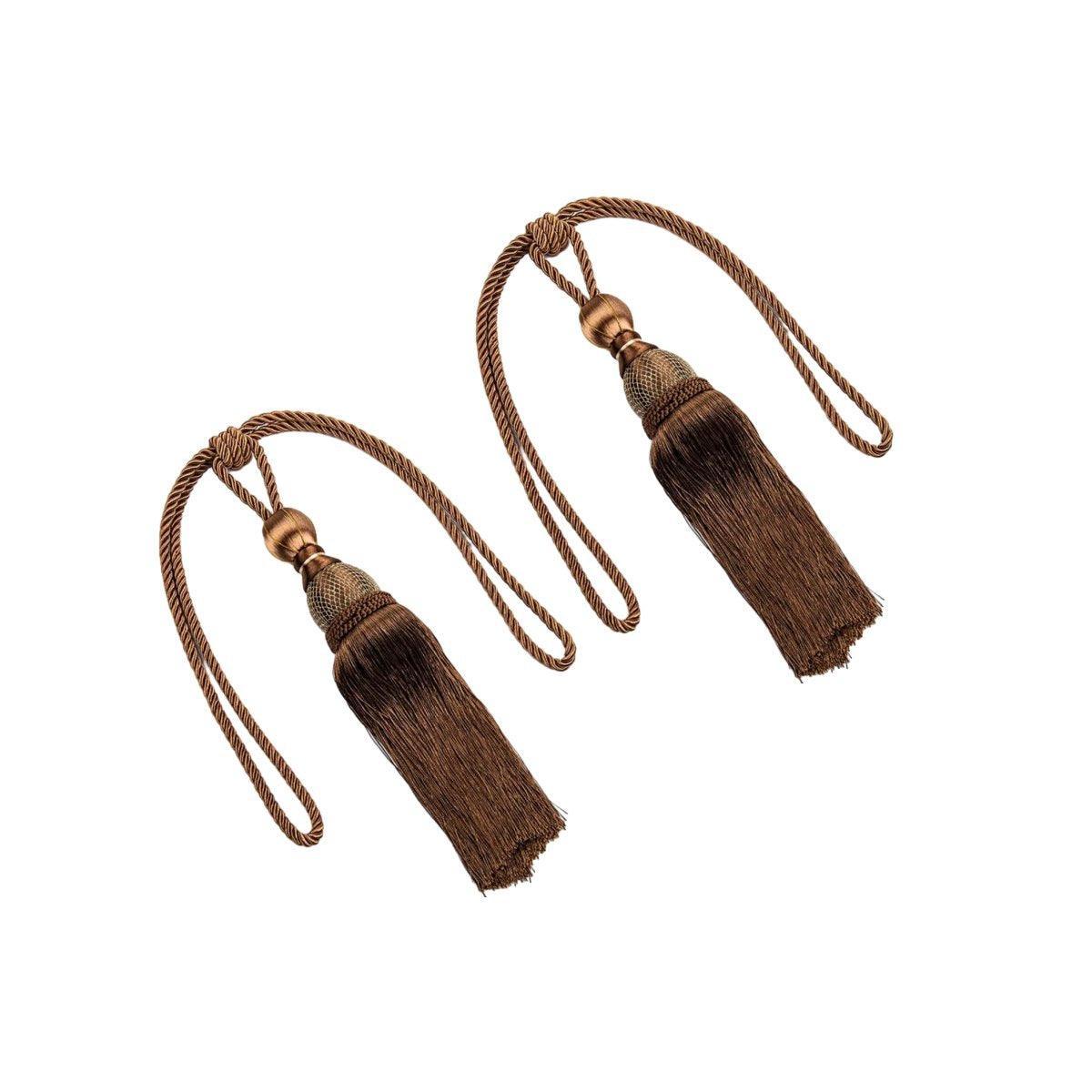 1pair Curtain Tiebacks Hanging Balls Tassel Rope Decorative Curtain Holders - Purplish Red
