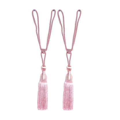 1pair Curtain Tiebacks Hanging Balls Tassel Rope Decorative Curtain Holders - Purplish Red