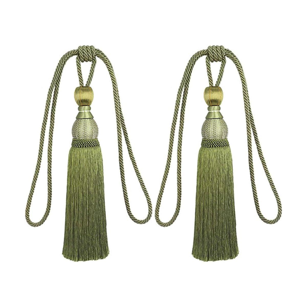 1pair Curtain Tiebacks Hanging Balls Tassel Rope Decorative Curtain Holders - Mauve Pink