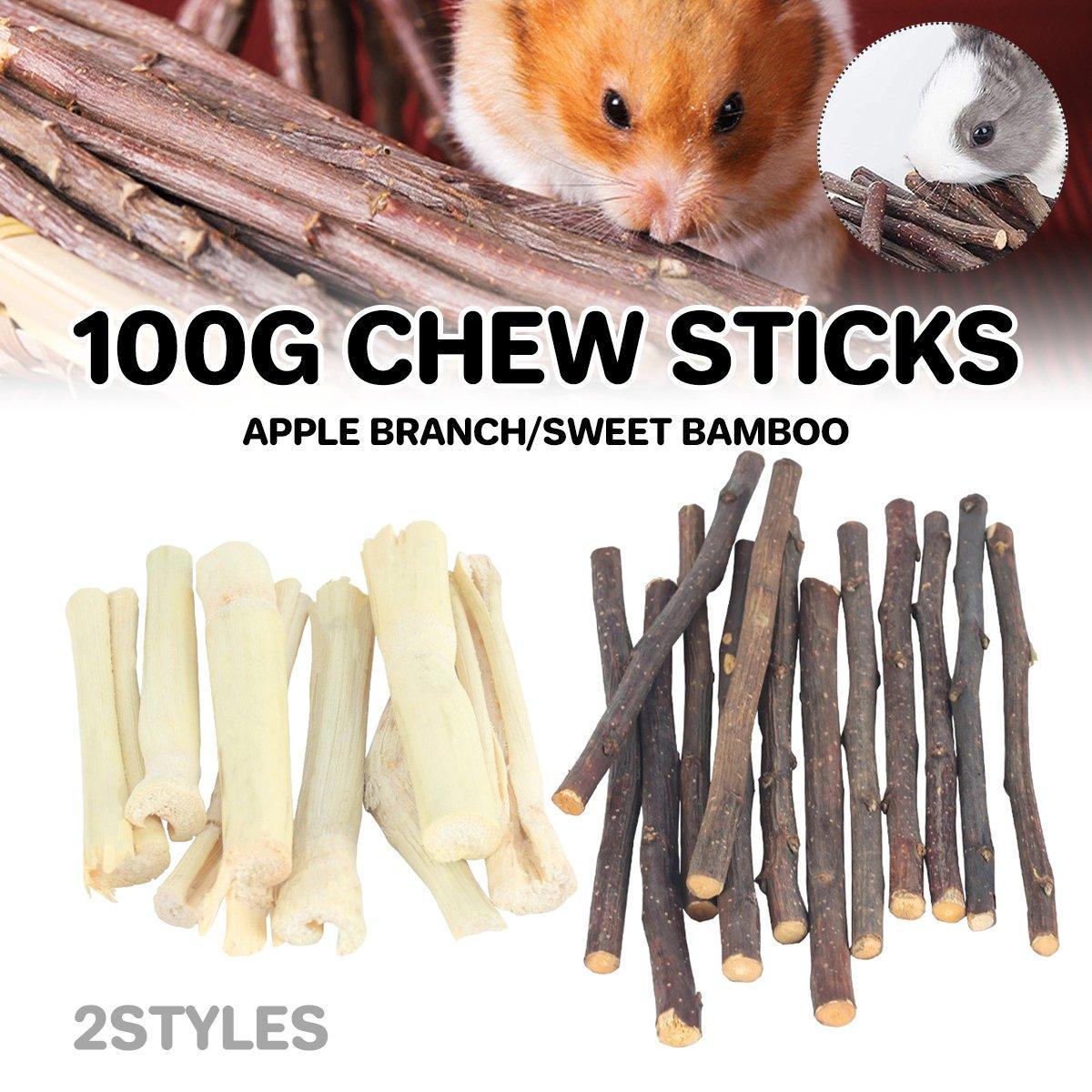 Natural Rabbit Molar Snacks Hamster Branches Sweet Bamboo Grinding Teeth Wood - White