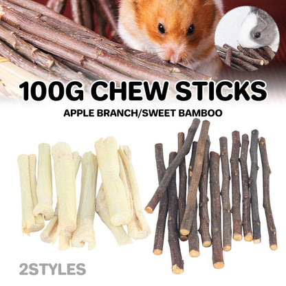 Natural Rabbit Molar Snacks Hamster Branches Sweet Bamboo Grinding Teeth Wood - White