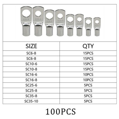 240Pcs 4WD Cable Lug Ring Battery Copper Tube Connector Kits Terminal Crimper - 240X SC4-SC25 Cable Lug Kits+Heat Shrink Tube