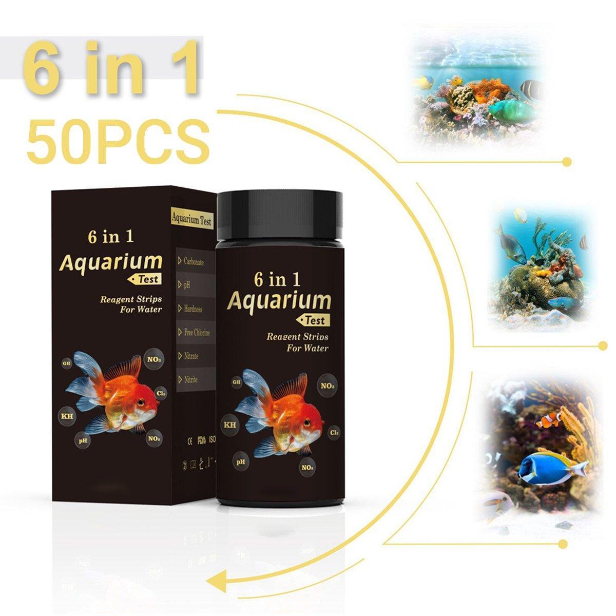 50pcs 6in1 Water Quality Test Strip for Fish Tank Aquarium Pool Accurate Testing