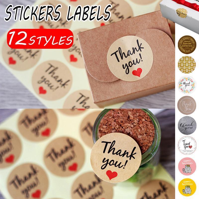 UP TO 80PCS Stickers Labels Thank You Stickers Gift Wrapping Craft Scrapbook DIY - 12*5PCS Style 6